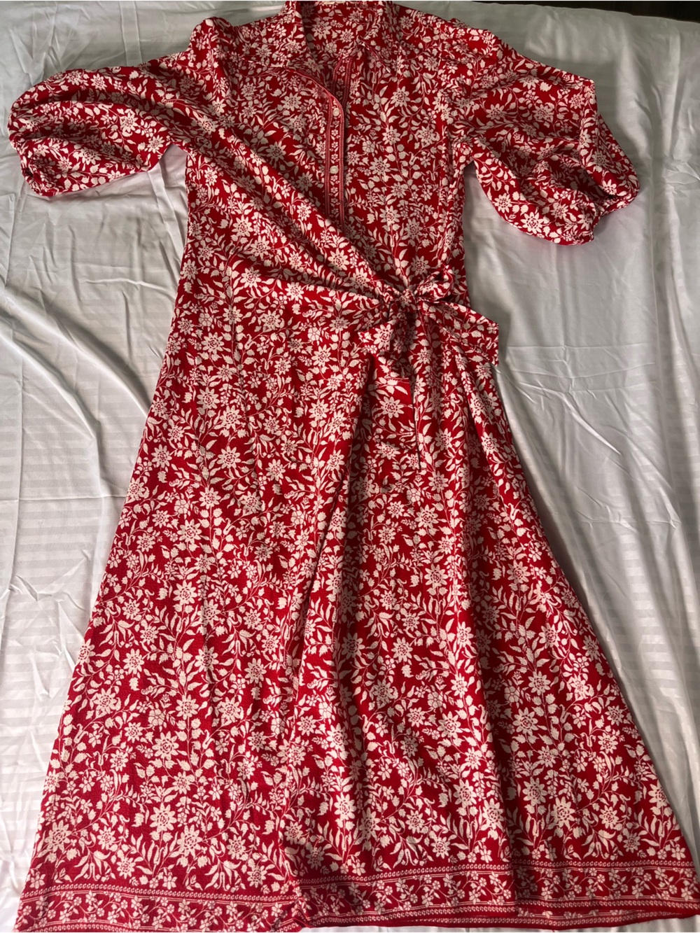 Max Studio Red and White Floral Midi Dress